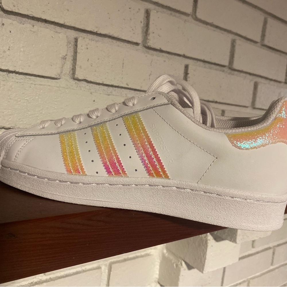 Adidas White and Pink Sneakers with Classic Shell Toe